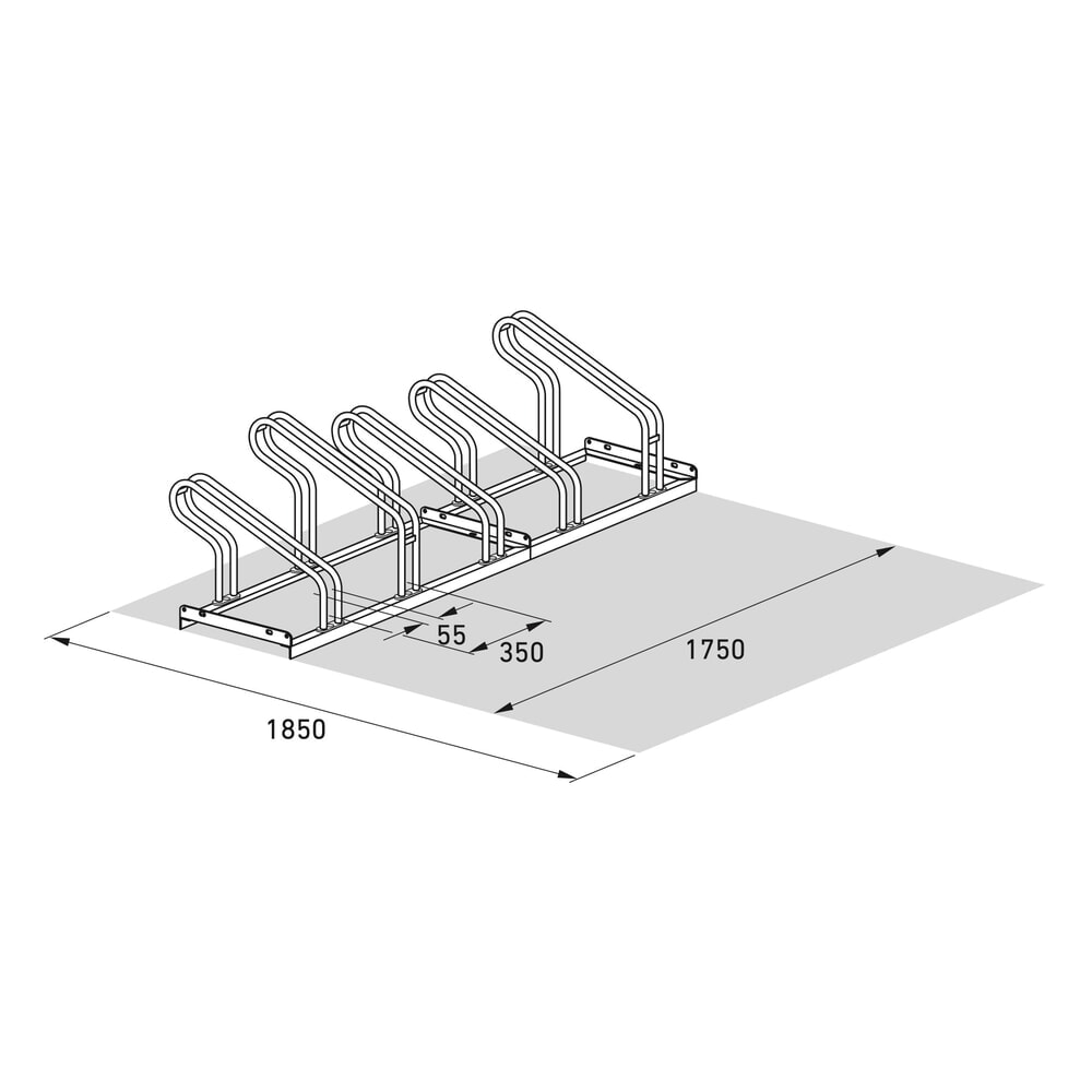 Produktabbildung Nr. 7: Bügelparker, 1-seitig, 5 Stellplätze, verzinkt