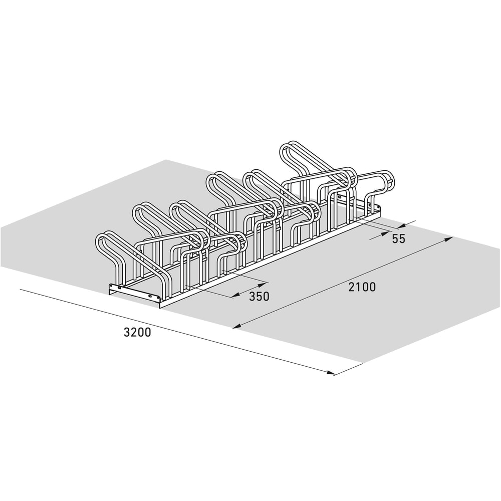 Produktabbildung Nr. 7: wsm® Bügelparker, 2-seitig, 12 Stellplätze, verzinkt