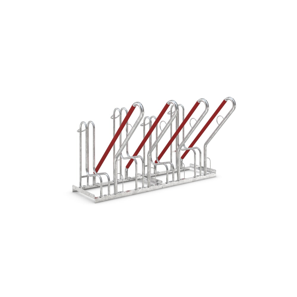 Produktabbildung: wsm® Standparker mit Anlehnbügel, 1-seitig, 4 Stellplätze