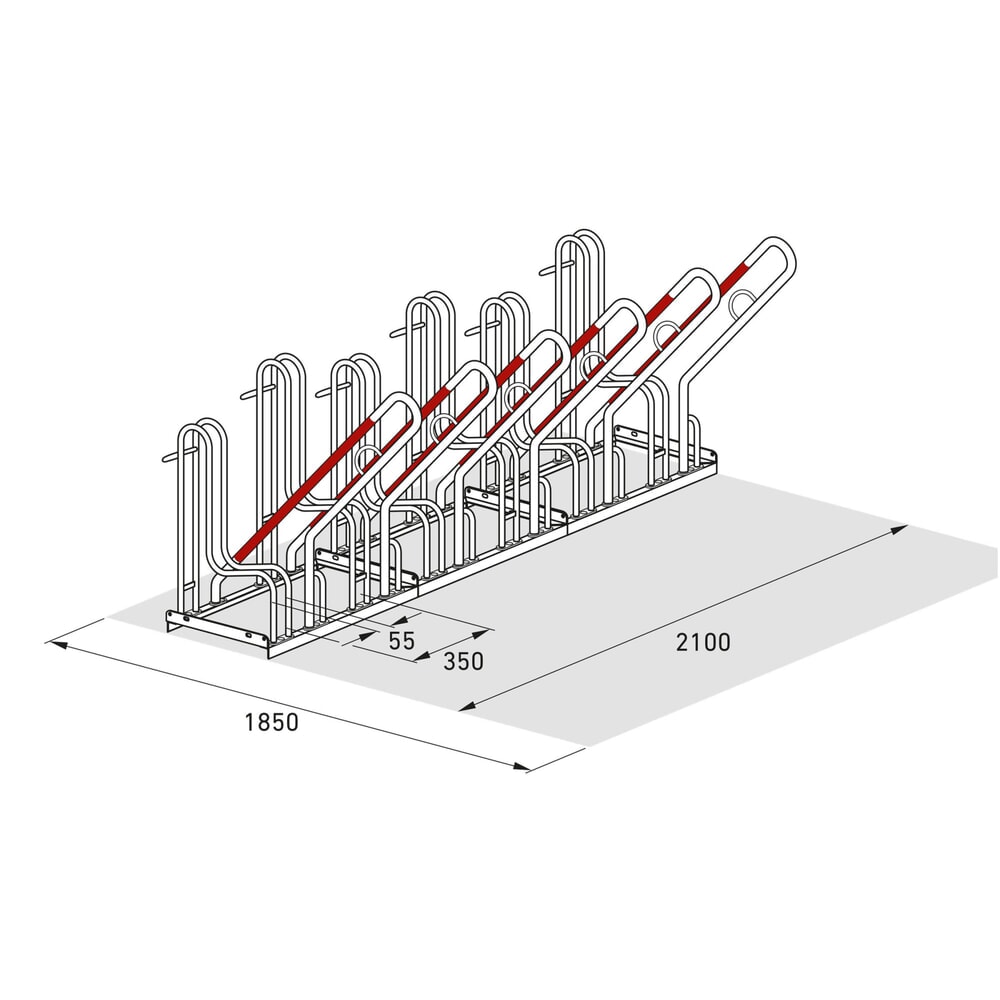 Produktabbildung Nr. 8: wsm® Standparker mit Anlehnbügel, 1-seitig, 6 Stellplätze