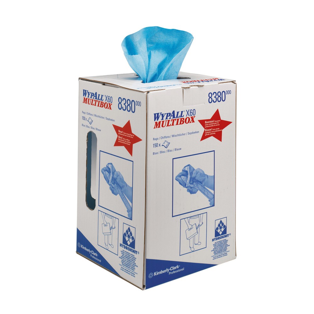 Produktabbildung: WypAll® Wischtücher X60, HxB 42,0 x 24,9 cm, Multibox, blau