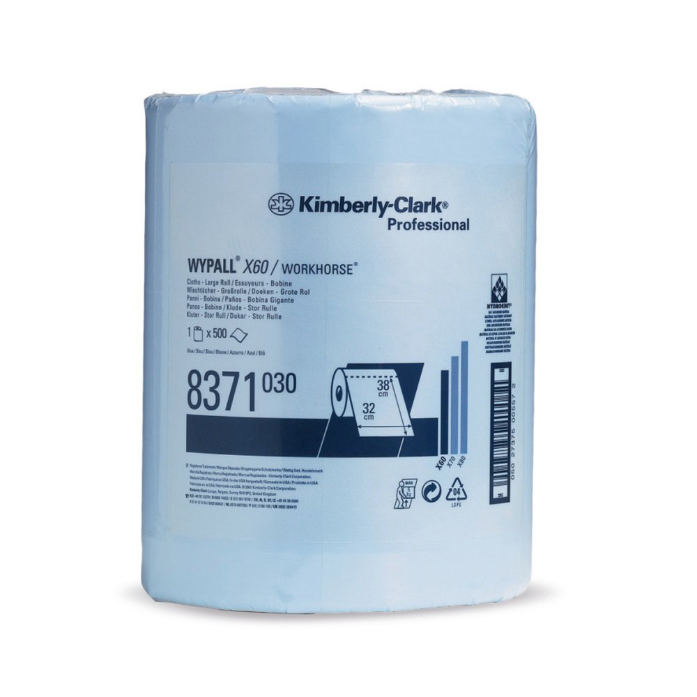 Produktabbildung: WypAll® Wischtücher X60, HxB 380 x 315 mm, Grossrolle, hellblau
