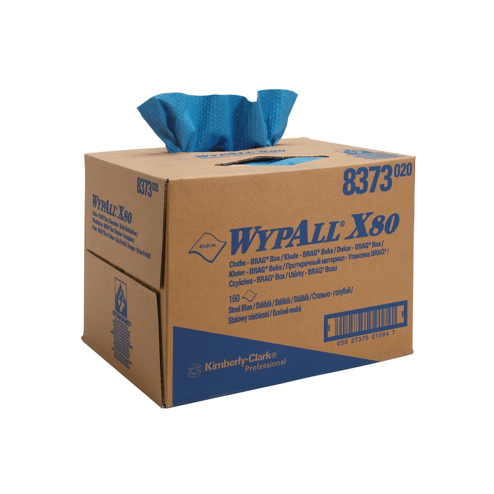 Produktabbildung: WypAll® Wischtücher X80, HxB 427 x 282 mm, BRAG-Box, weiss
