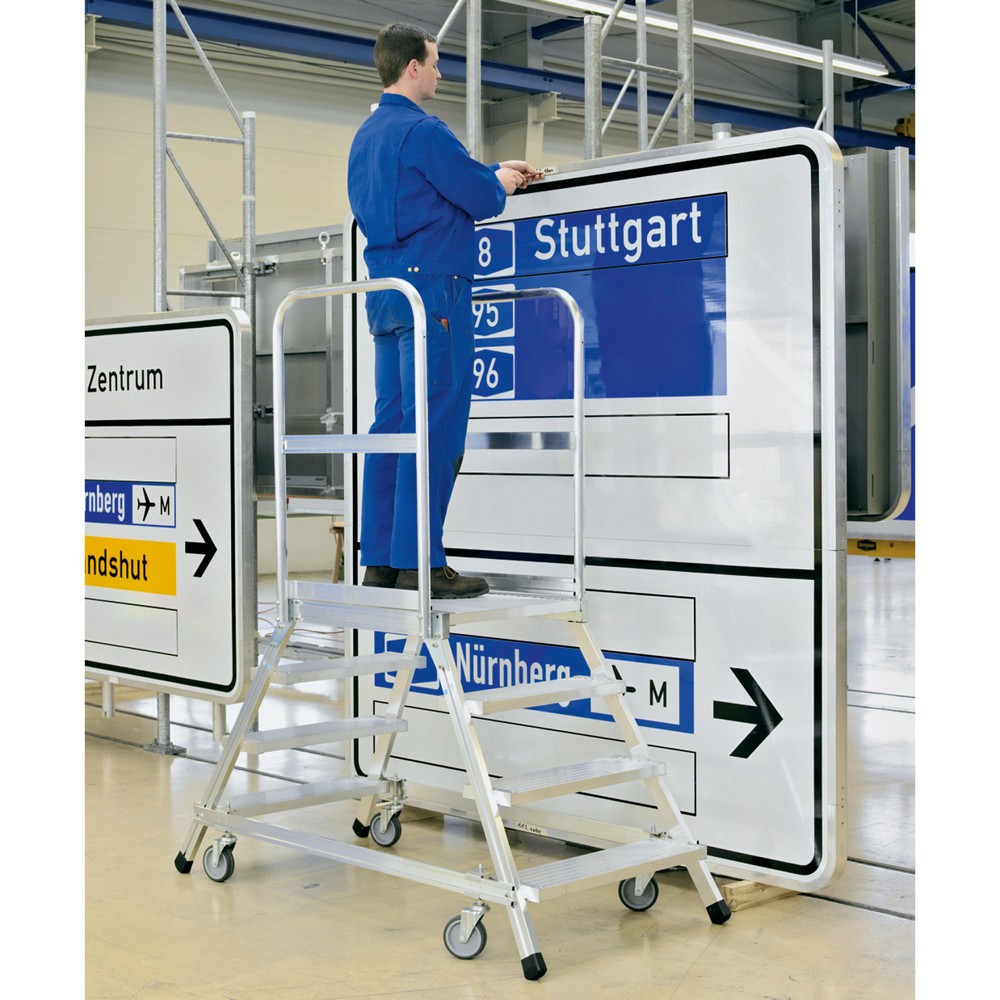 Produktabbildung Nr. 4: ZARGES Podesttreppe, fahrbar, 2-seitig begehbar, Standhöhe 1,44 m, Gitterrost